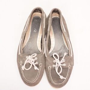 Sperry Suede Olive Green Topsider Loafers, Size 8